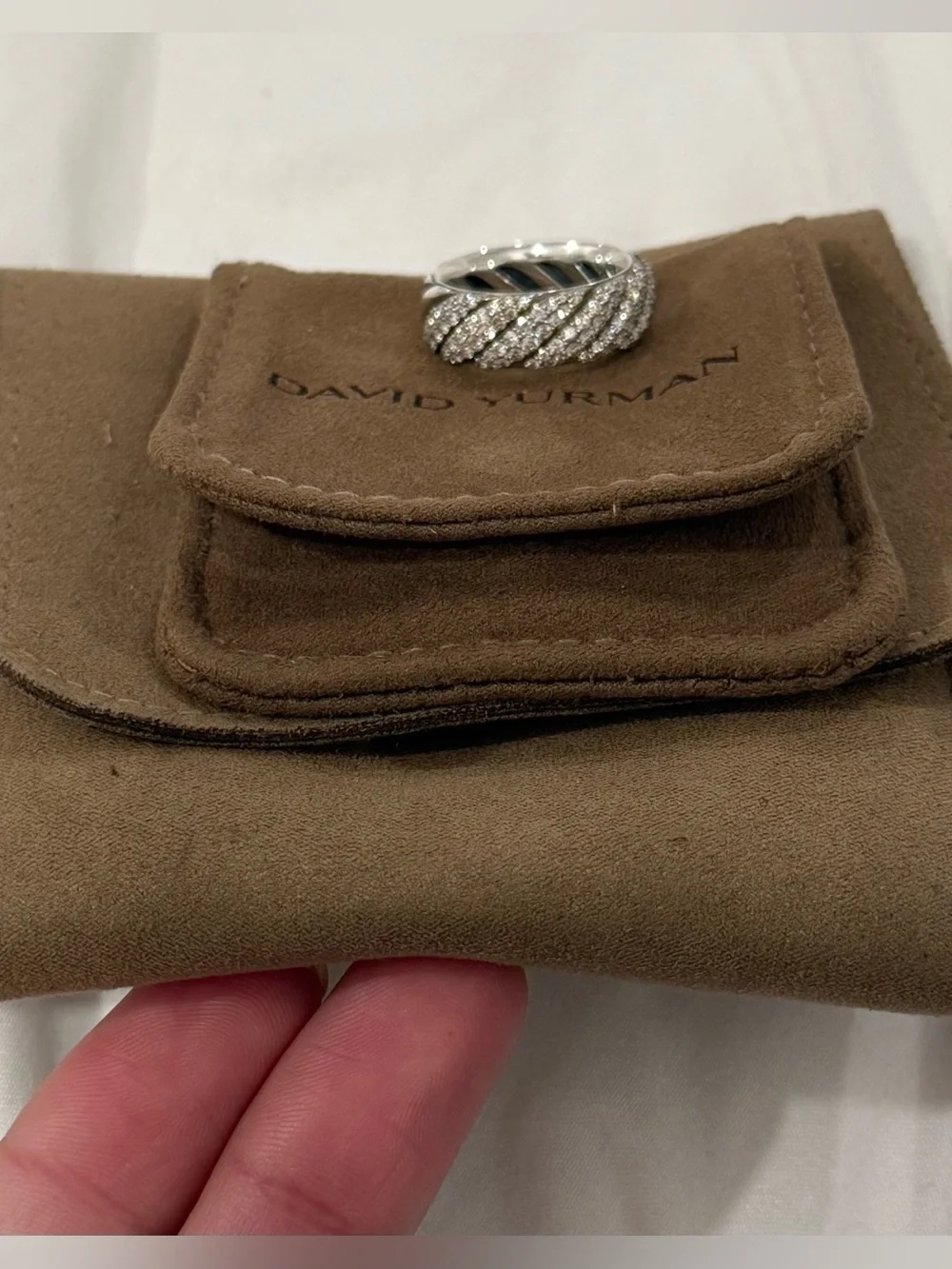 David yurman Sculpted cable Pave band ring